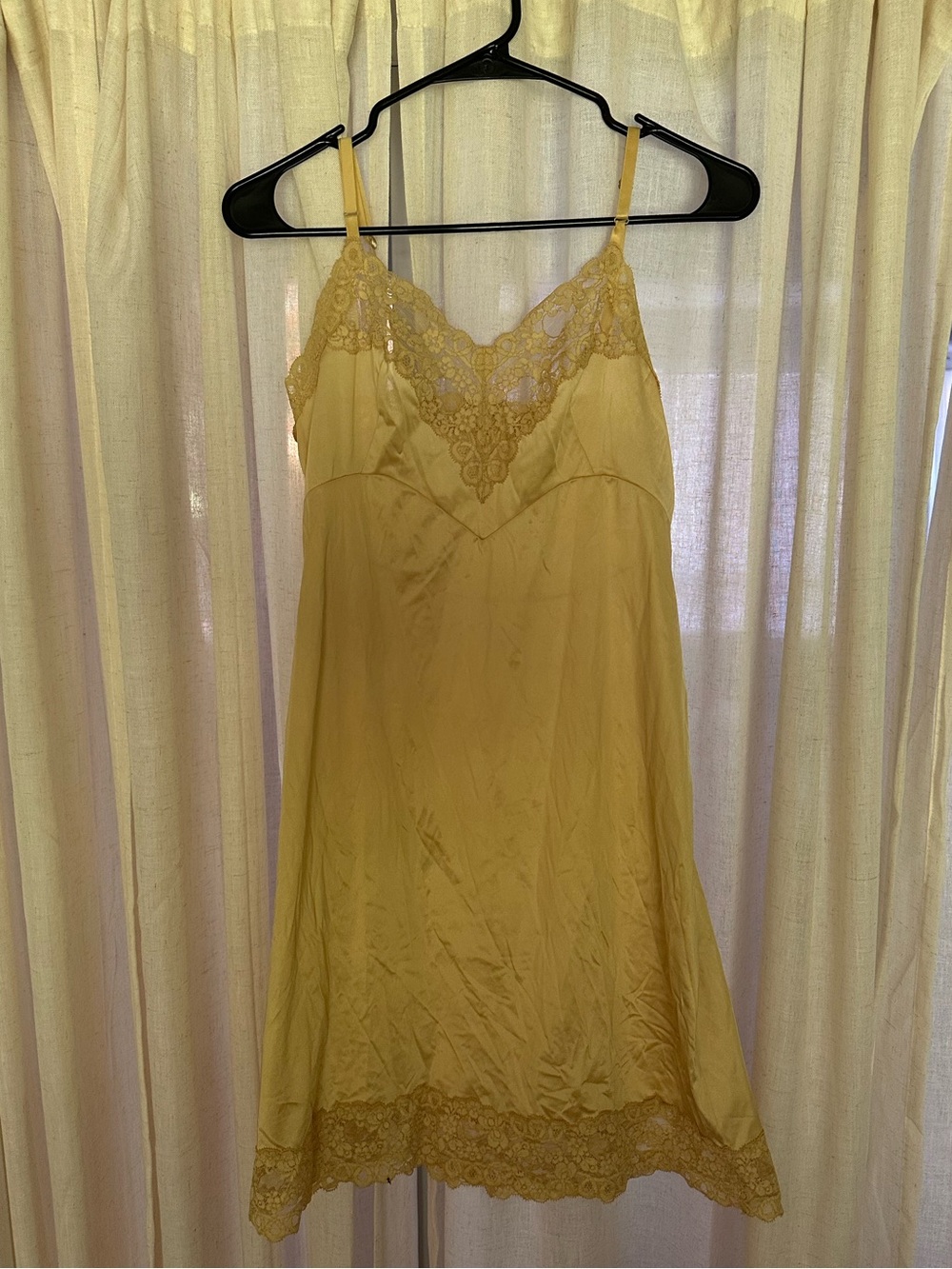 Vintage Vanity Fair Yellow Lace Slip Dress